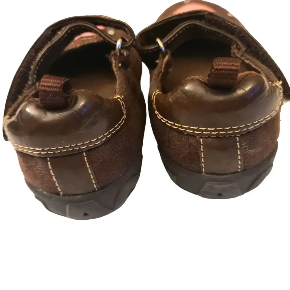 Children's Place Shoes Mary Jane's  sz‎ 5 Brown Suede Pink Hearts NEW